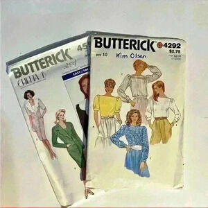 Butterick 4292 Size 10 Blouse & 4558 Misses Dress Size 6-10 Sewing Patterns
